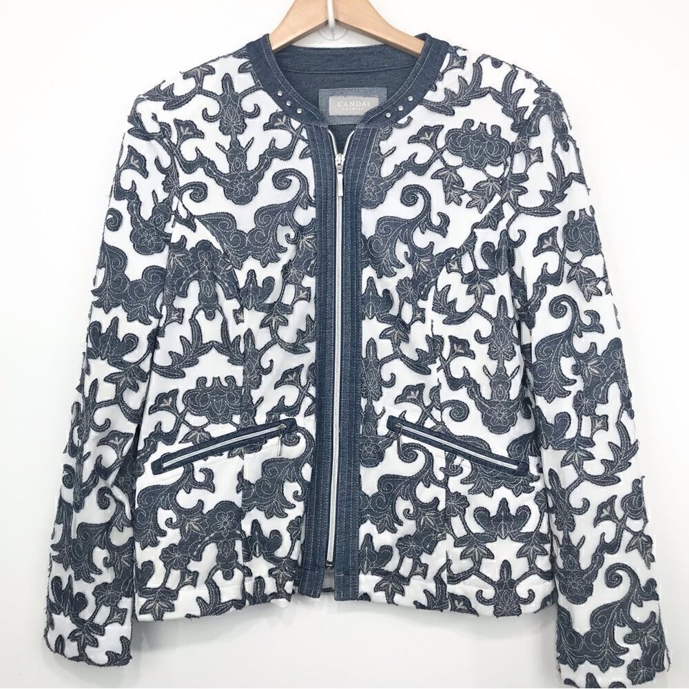 C&A Canada Premium Denim Appliqué Zip Up Jacket